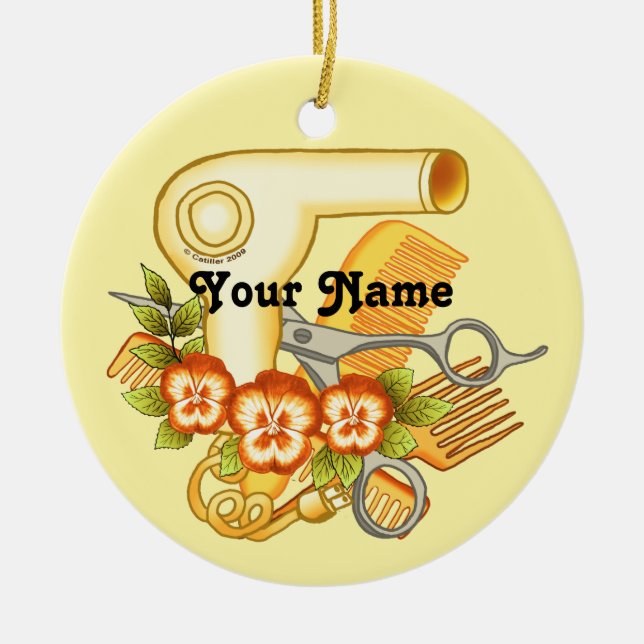 Yellow Pansy Beautician ornament (Front)