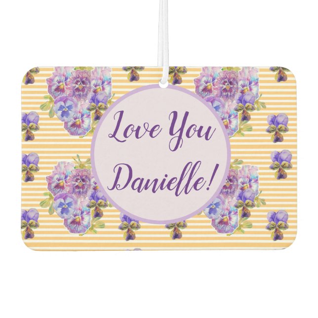 Yellow Pansy floral Flower Car Air Freshener (Front)