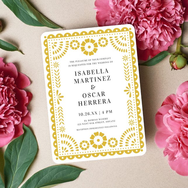 Yellow Papel Picado Inspired Wedding Invitation (Creator Uploaded)