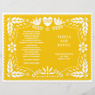 Yellow papel Picado wedding fiesta folded program
