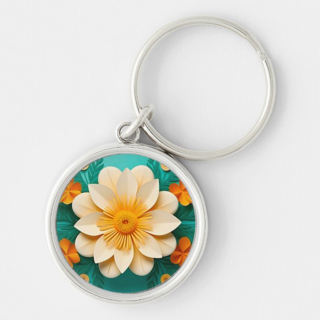 Yellow Paper Flower Keychain For Women Gift (Front)