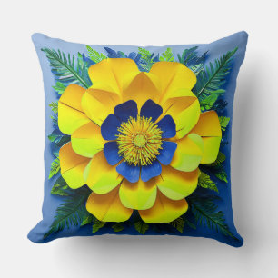 🌼 Yellow Paper Flower Room Decor Accent 🌼 Cushion