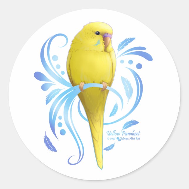 Yellow Parakeet Classic Round Sticker (Front)