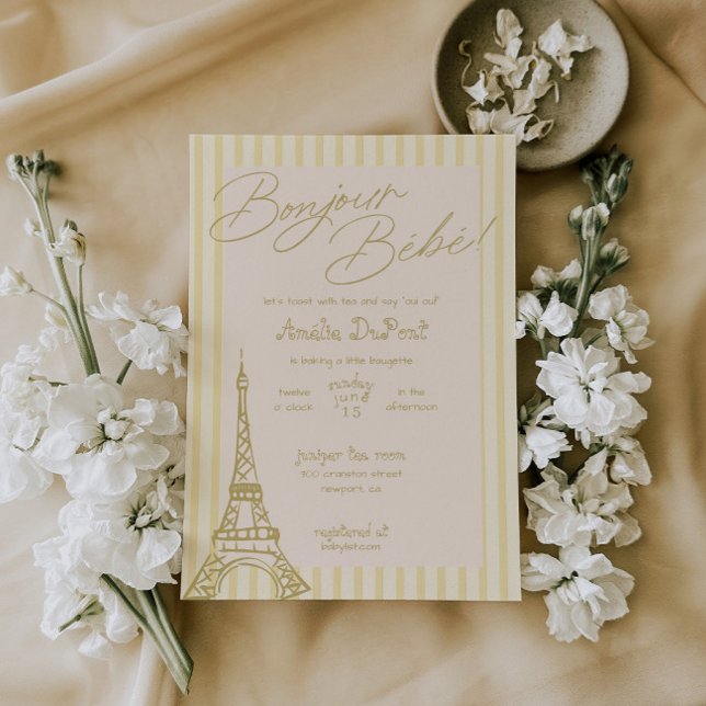Yellow Parisian Baby Shower Invitation (Creator Uploaded)