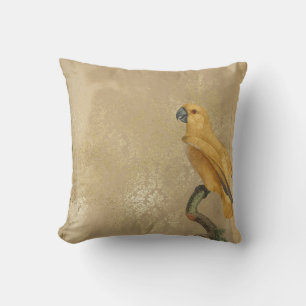 Yellow Parrot on Tan and Gold Cushion