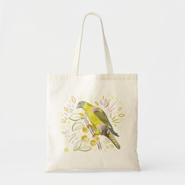 Yellow parrot tote bag (Front)