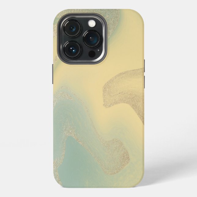 Yellow pastel marble hand drawn iPhone case (Back)