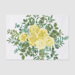 Yellow Pastel Rose Floral Wedding Tissue Paper