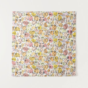 yellow pastel woman tapestry