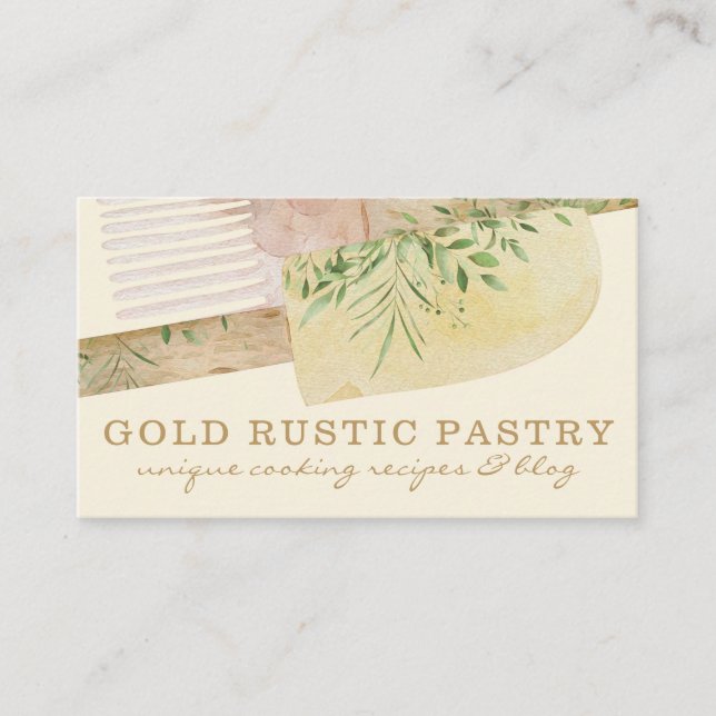 Yellow Pastry Chef Cake spatula bakery Business Card (Front)