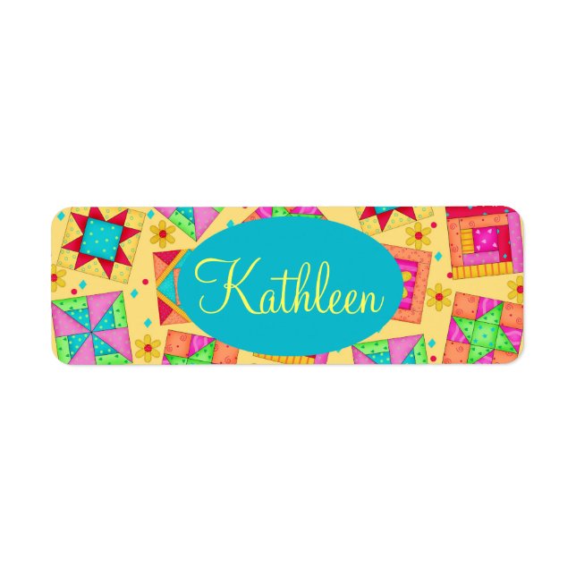 Yellow Patchwork Quilt Block Art Personalised (Front)
