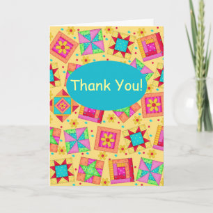 Yellow Patchwork Quilt Block Art Thank You