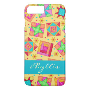 Yellow Patchwork Quilt Block Name Personalised iPhone 8 Plus/7 Plus Case