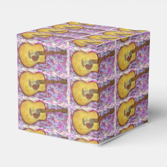 yellow patina acoustic guitar favour box (Back Side)