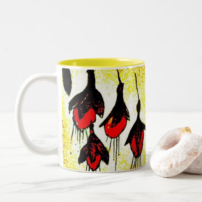 Yellow Pattern floral Coffee Mug (With Donut)