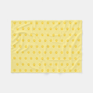 Yellow Paw Print Fleece Blanket