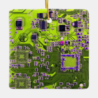 Yellow PCB Circuit Board Design for IT Pros Ceramic Ornament