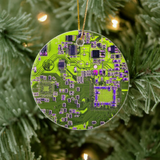 Yellow PCB Circuit Board Design for IT Pros Ceramic Tree Decoration