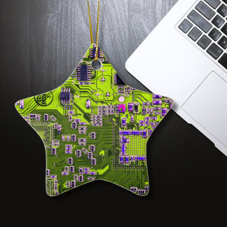 Yellow PCB Circuit Board Design for IT Pros Ceramic Tree Decoration