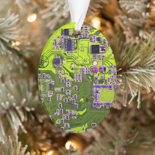 Yellow PCB Circuit Board Design for IT Pros Ornament (Tree)