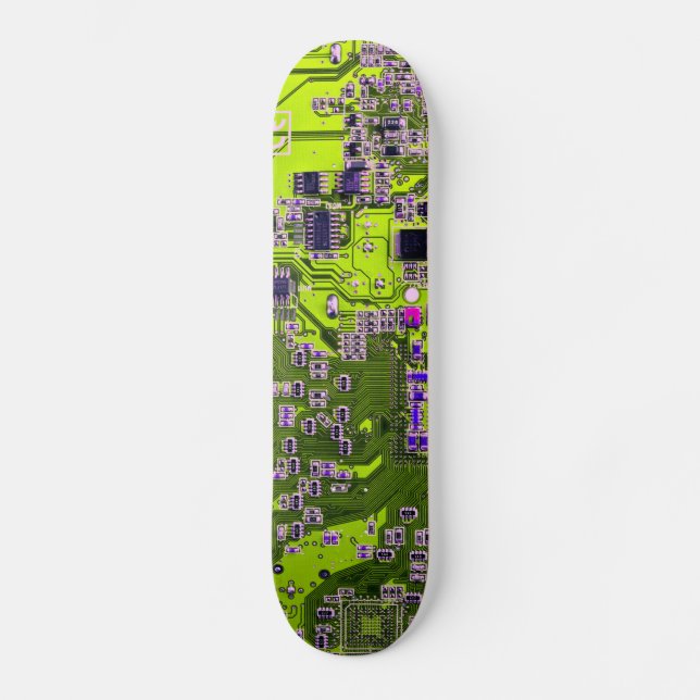 Yellow PCB Circuit Board Design for IT Pros Skateboard (Front)