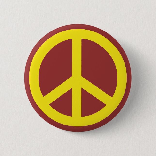 Yellow Peace Sign 6 Cm Round Badge (Front)