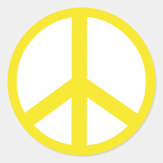 Yellow Peace Sign Classic Round Sticker (Front)