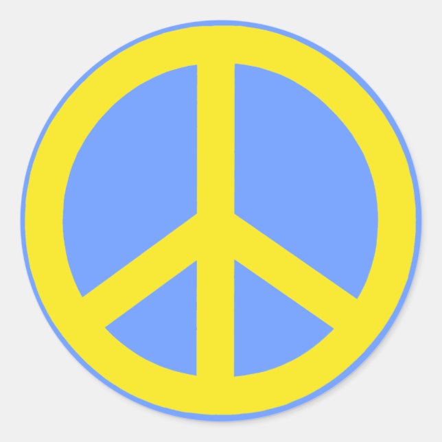 Yellow Peace Sign Classic Round Sticker (Front)