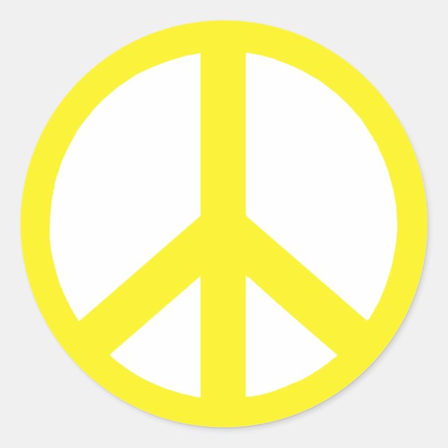 Yellow Peace Sign Classic Round Sticker (Front)