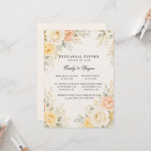 Yellow Peach & Ivory Floral Rehearsal Dinner