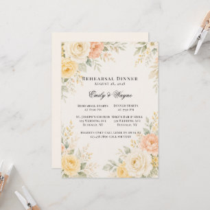 Yellow Peach & Ivory Floral Rehearsal Dinner Invitation