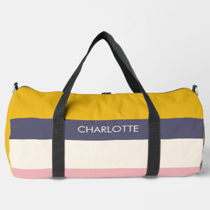 Yellow Peach Modern Colour Blocks Stripes Custom  Duffle Bag
