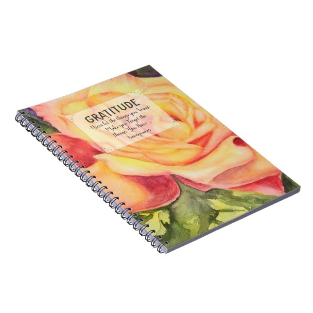 Yellow Peach Rose Gratitude Notebook (Right Side)