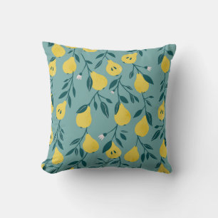 Yellow Pear Fruit: Vintage Background Cushion