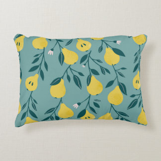 Yellow Pear Fruit: Vintage Background Decorative Cushion