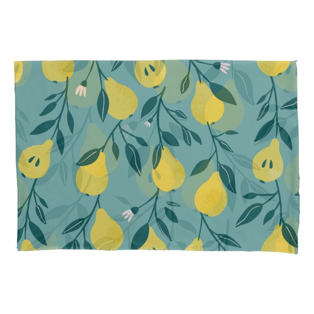 Yellow Pear Fruit: Vintage Background Pillowcase (Front)