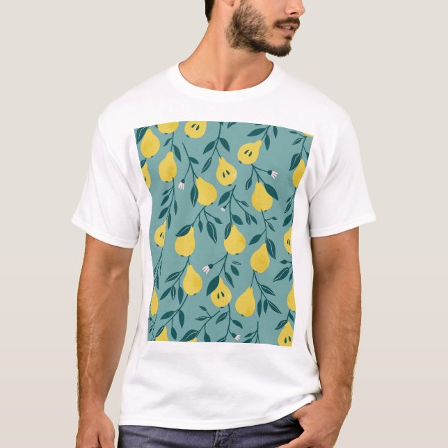 Yellow Pear Fruit: Vintage Background T-Shirt (Front)