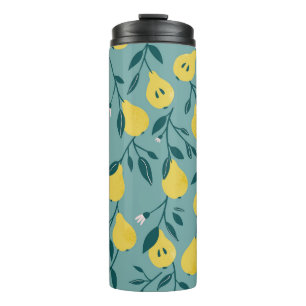 Yellow Pear Fruit: Vintage Background Thermal Tumbler