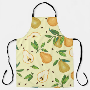 Yellow Pear Fruits: Vintage Illustration. Apron