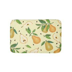 Yellow Pear Fruits: Vintage Illustration. Bath Mat