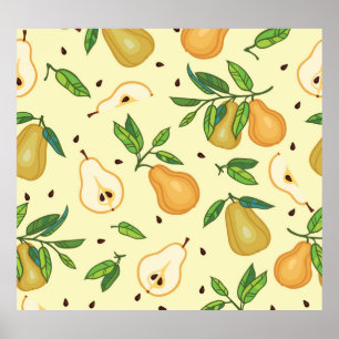 Yellow Pear Fruits: Vintage Illustration. Poster