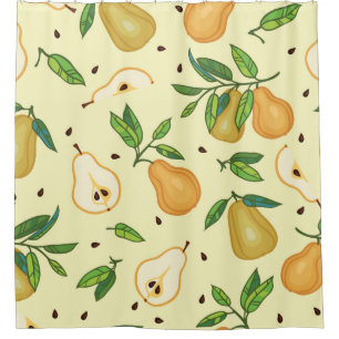 Yellow Pear Fruits: Vintage Illustration. Shower Curtain