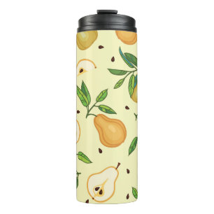 Yellow Pear Fruits: Vintage Illustration. Thermal Tumbler