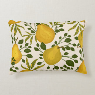 Yellow Pears Leaves White Background Decorative Cushion