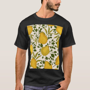Yellow Pears Leaves White Background T-Shirt
