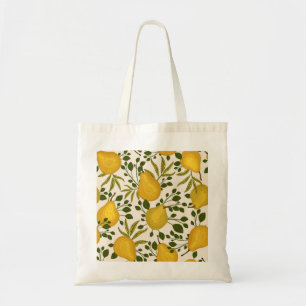 Yellow Pears Leaves White Background Tote Bag