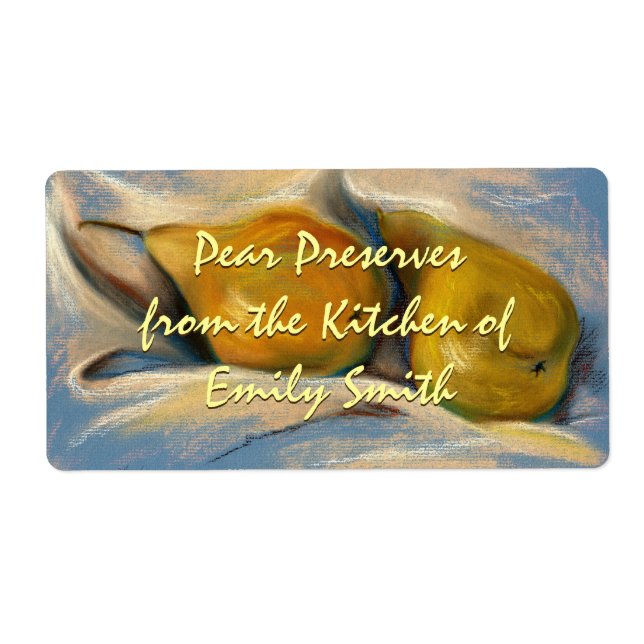 Yellow Pears on Blue Paper Drawing Canning (Front)