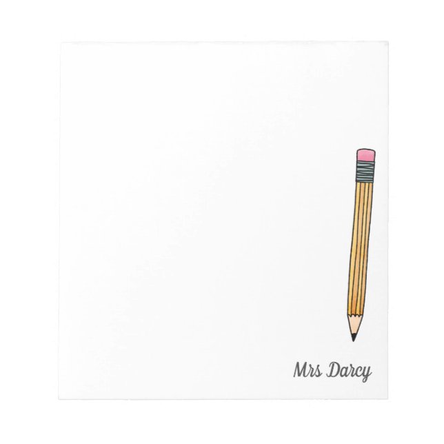Yellow Pencil Personalised Teacher Notepads (Front)