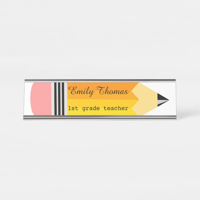 Yellow Pencil Teacher Desk Name Plate (Front)