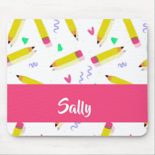 Yellow pencils and scrabbles on white mouse mat